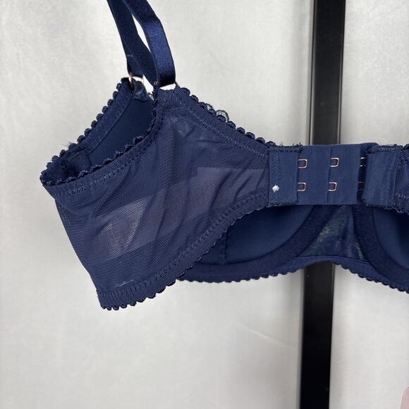NEW Savage x Fenty Baroque Butterfly Lace Half-Cup Bra 32C Satin Blue Whimsy - Picture 6 of 10
